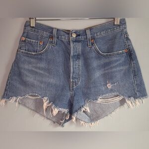 Levi’s 501 High Rise Cutoff Shorts W29 Distressed Button Fly Light Wash